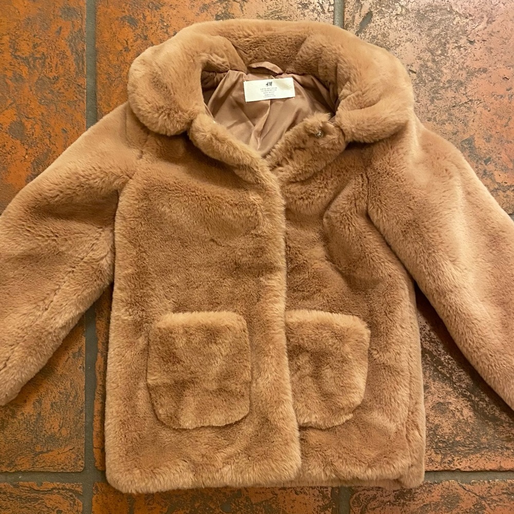 Girls H&M Pink Faux Fur Coat
